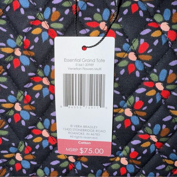 Vera Bradley NWT Essential Grand Tote Bag - Venitian Flowers Multi - Quilted - Picture 6 of 6